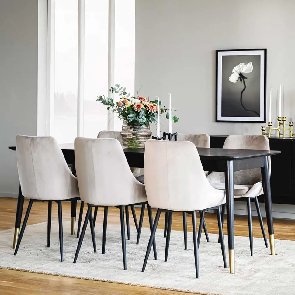 Tischgruppe in Schwarz & Beige - Orgevia (siebenteilig)