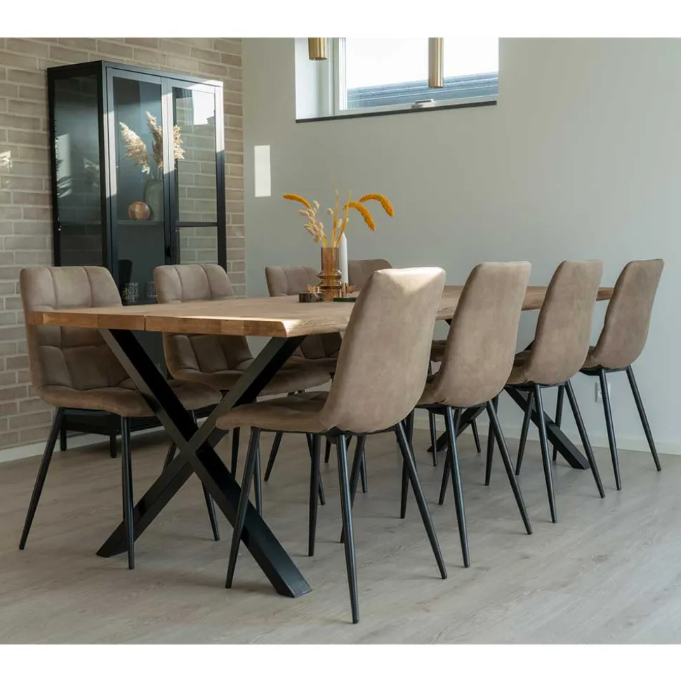 Tischgruppe mit acht Stühlen Set - Anglesio (neunteilig)