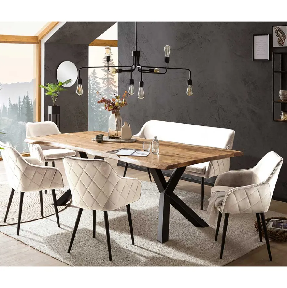 Tischgruppe mit Bank Set - Memphis (sechsteilig)