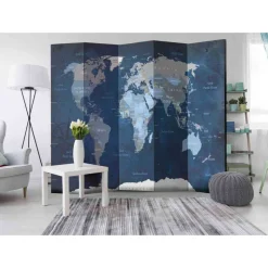 5-tlg Spanische Wand in Blau & Grau - Mabu