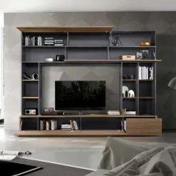 Tolle TV Wand in Nussbaum & Grau - Niels