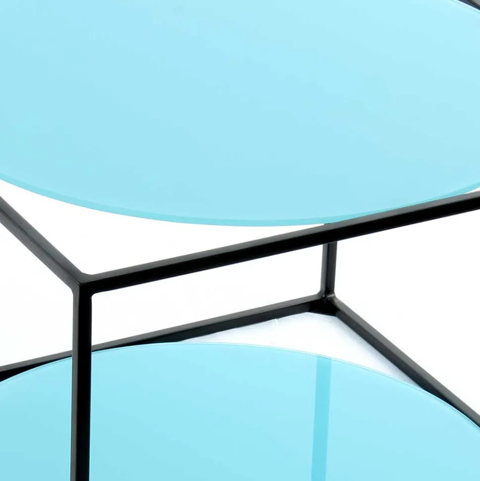 Toller Beistelltisch in Hellblau & Schwarz - Vosina