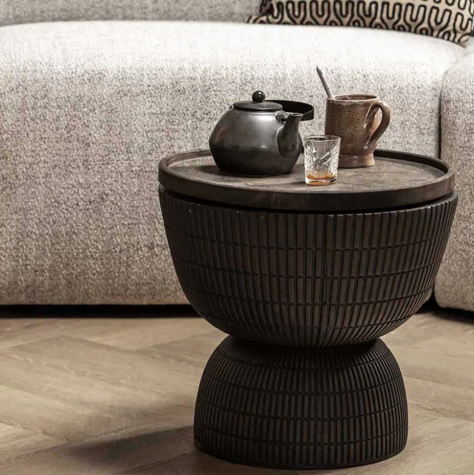 Tonfaser Beistelltisch in Dunkelbraun - Feregato