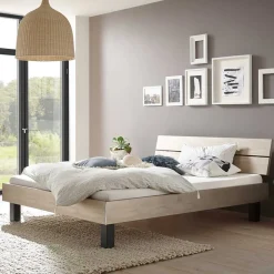 Topp Bettgestell mit Kopfteil in Silber Grau - Domago