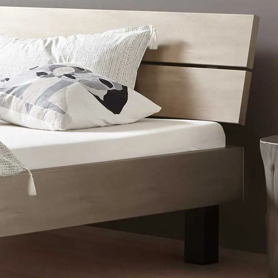 Topp Bettgestell mit Kopfteil in Silber Grau - Domago