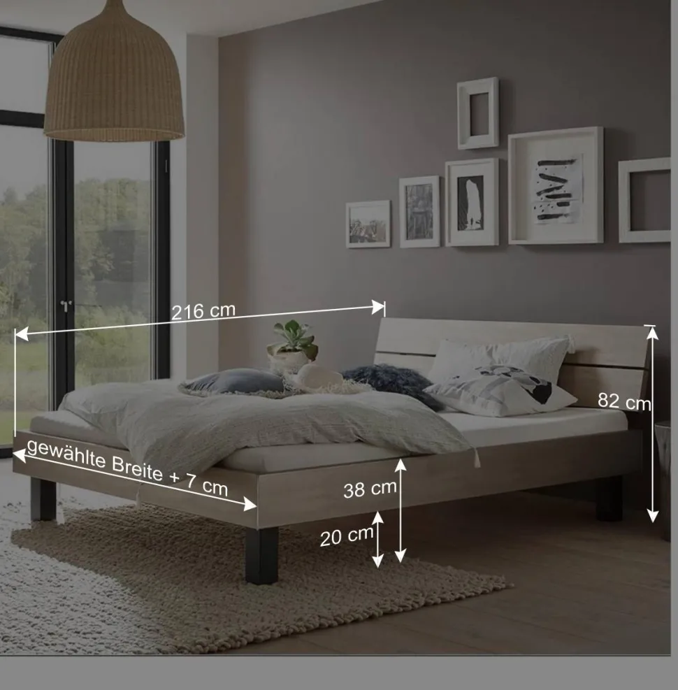 Topp Bettgestell mit Kopfteil in Silber Grau - Domago