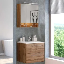 Topp Waschplatz Kombi in Holz - Lemnas (zweiteilig)