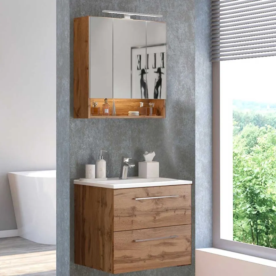 Topp Waschplatz Kombi in Holz - Lemnas (zweiteilig)