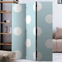 Trennwand Paravent in Hellblau mit weißen Punkten - Atlantis
