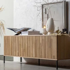 Türen-Sideboard in Eiche & Schwarz - Banyo