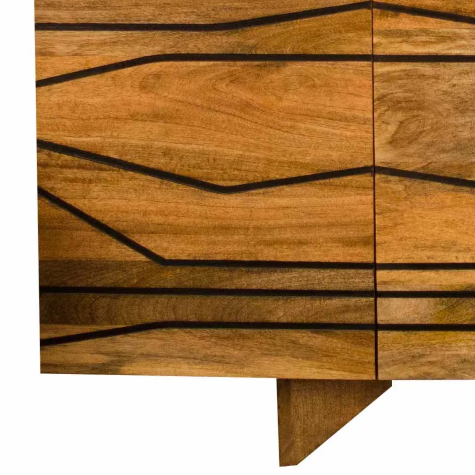Türen-Sideboard mit toller Rillendesign Front Kentura aus Mango Massivholz