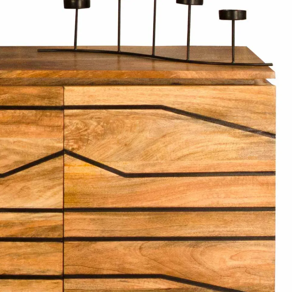 Türen-Sideboard mit toller Rillendesign Front Kentura aus Mango Massivholz