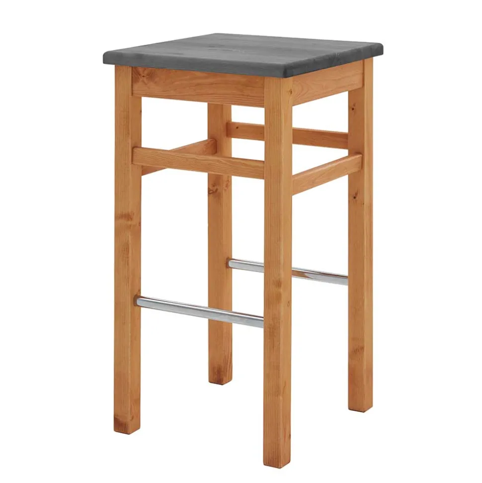 Tresenhocker in Grau und Kiefer Lauge - Ribardo