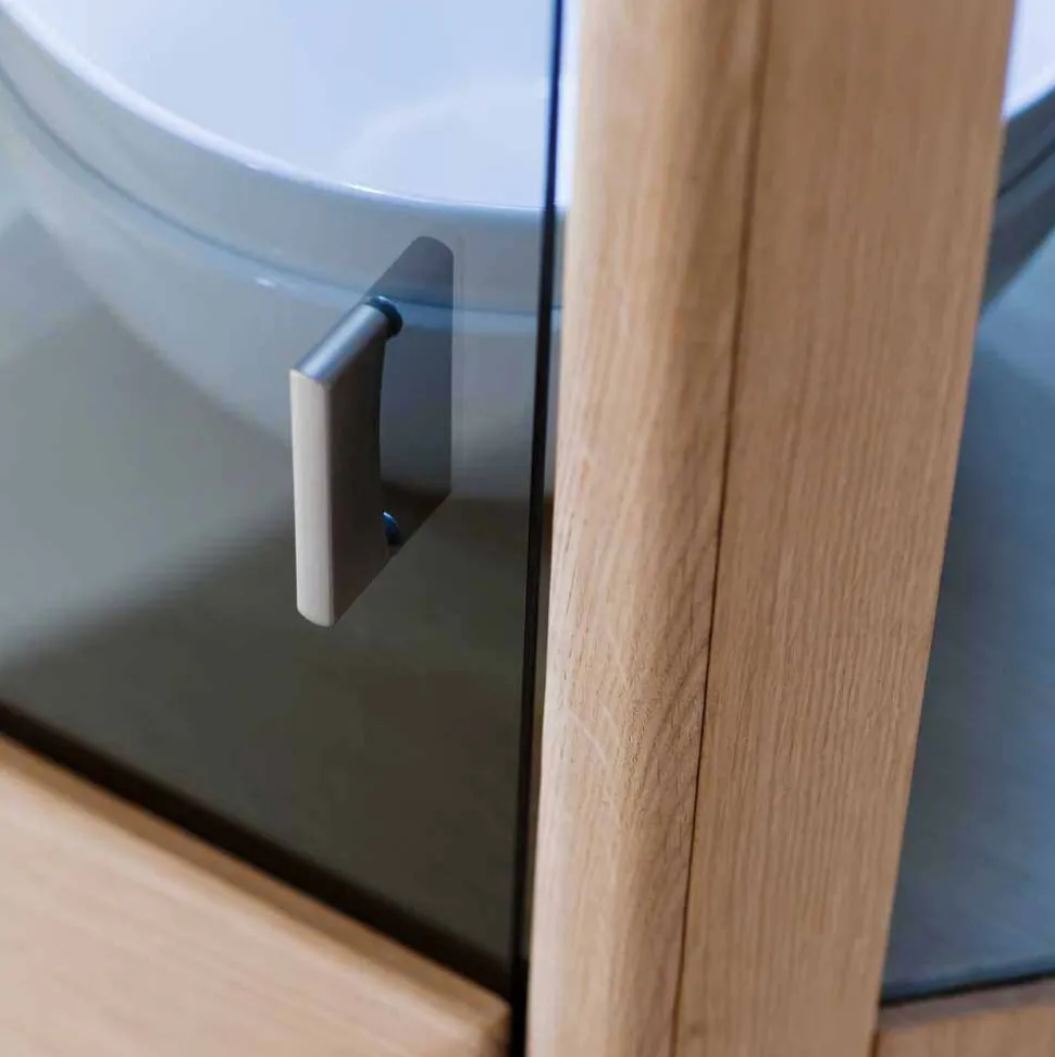 1-türige Eck-Vitrine in Eiche Bianco - Vernella