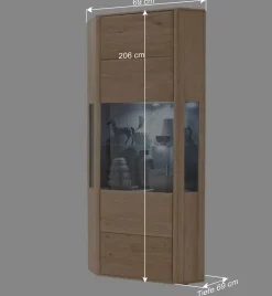 1-türige Eck-Vitrine in Eiche Bianco - Vernella
