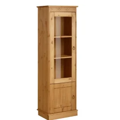 1-türige Kiefernholz-Vitrine im Landhausstil - Goro