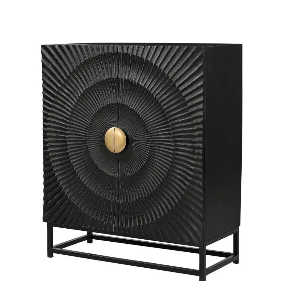 2-türige Kommode in Schwarz mit Gold - Oglio