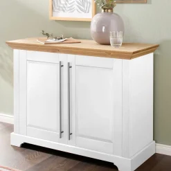 2-türige Kommode in Weiß & Honig - Eyzaco