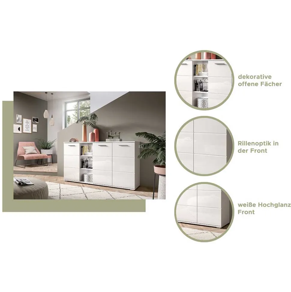 2-türige Kommode mit drei offenen Fächern - Rugova