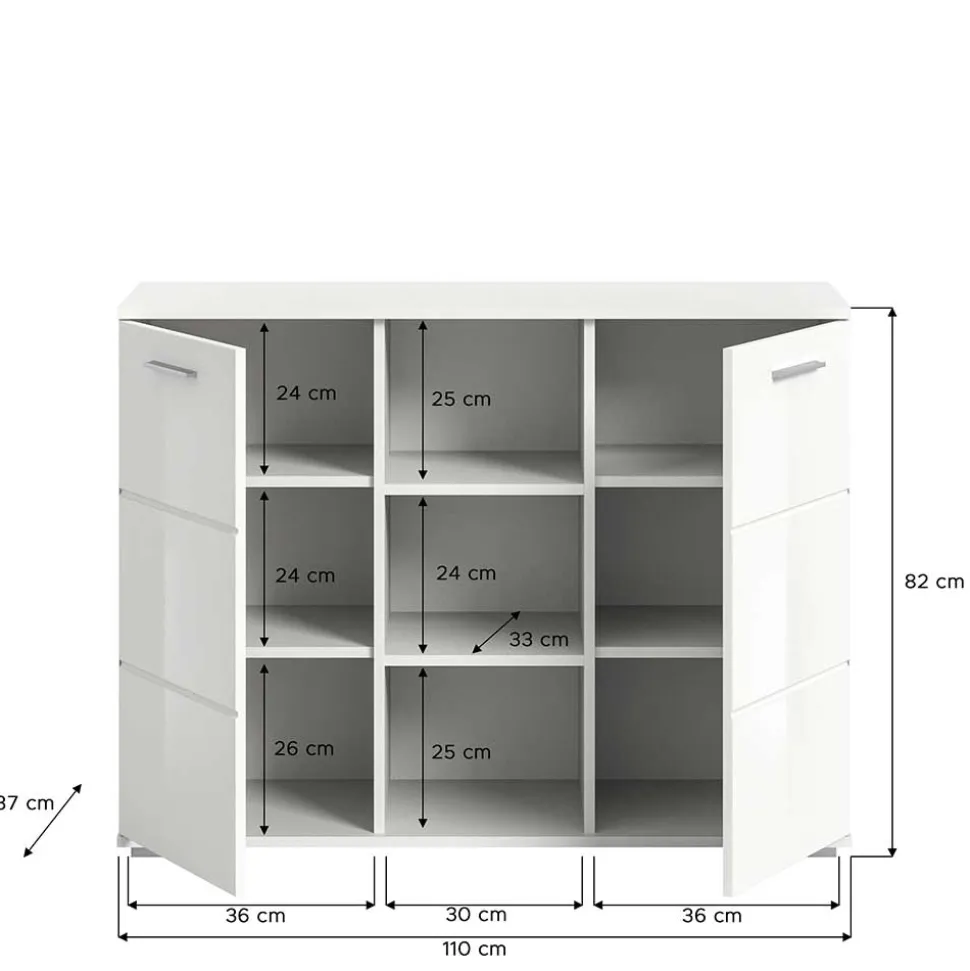 2-türige Kommode mit drei offenen Fächern - Rugova