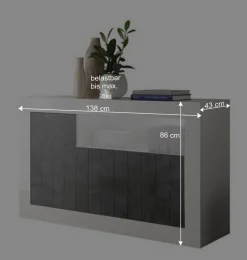 3-türige Kommode mit Regal-Fach - Reading