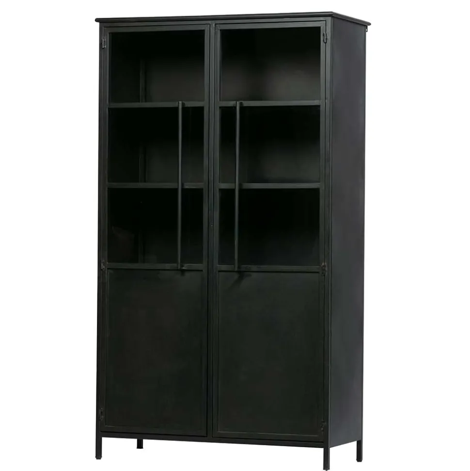 2-türige Metall Vitrine in Schwarz - Ponnya