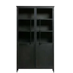 2-türige Metall Vitrine in Schwarz - Ponnya