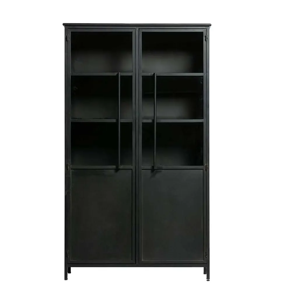 2-türige Metall Vitrine in Schwarz - Ponnya
