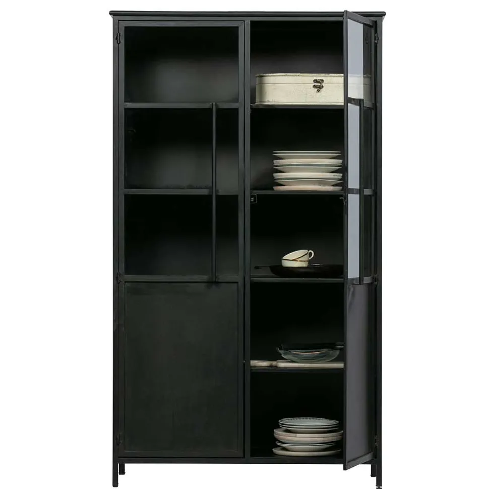 2-türige Metall Vitrine in Schwarz - Ponnya