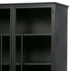 2-türige Metall Vitrine in Schwarz - Ponnya
