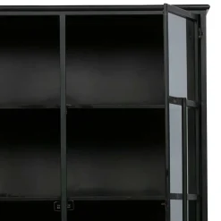 2-türige Metall Vitrine in Schwarz - Ponnya