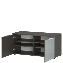 2-türige Schuhbank in Silbergrau Glas - Ilfred