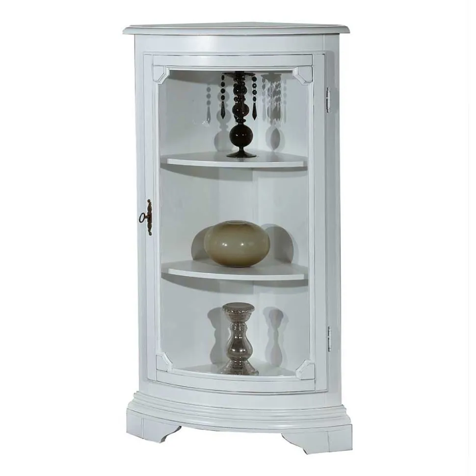 1-türige Vintage Eckvitrine niedrig - 112 cm hoch - Zarinas