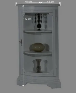 1-türige Vintage Eckvitrine niedrig - 112 cm hoch - Zarinas