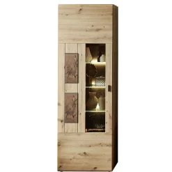 1-türige Wohnzimmervitrine in Wildeiche Holzoptik - Iniaco