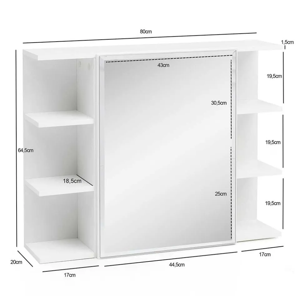 1-türiger Bad Spiegelschrank mit Regalen - Giulia