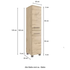 2-türiger Badschrank - 30x135x35 cm - Arazony
