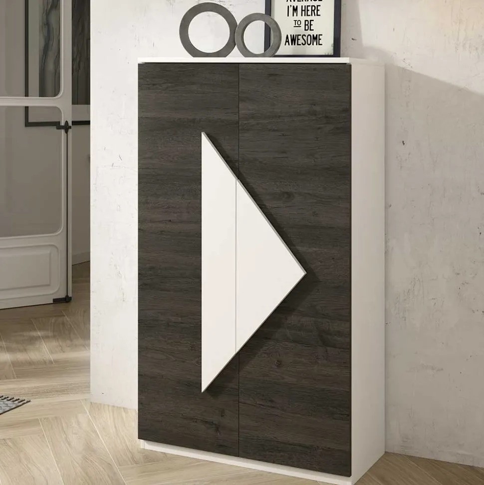 2-türiger Design Schuhschrank 74x128x34 cm - Fredo