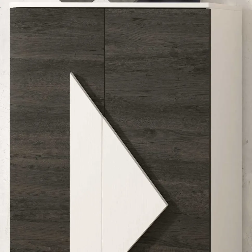 2-türiger Design Schuhschrank 74x128x34 cm - Fredo