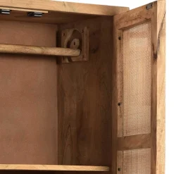 2-türiger Flurschrank aus Holz & Rattan Geflecht - Lazianus
