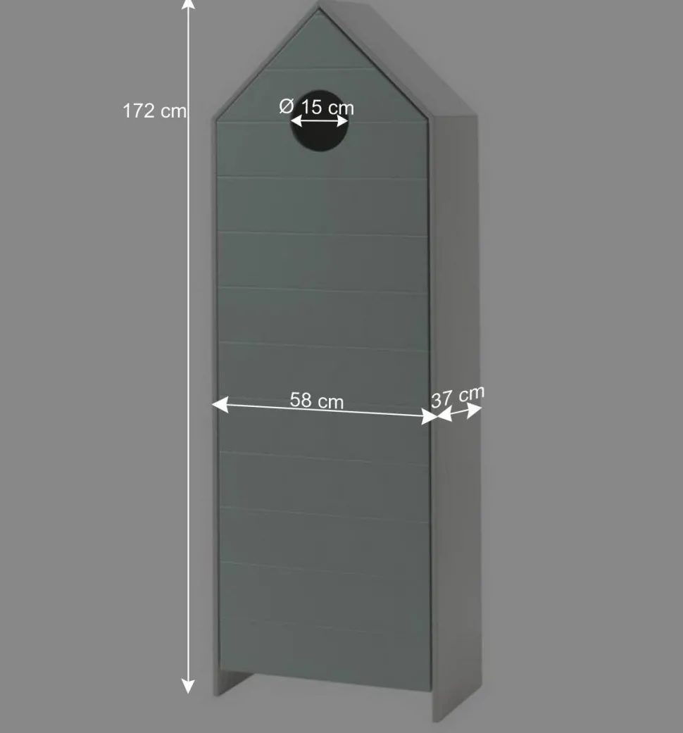 1-türiger Kinderschrank in Hausform 58x172x37 - Indefiva