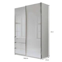 2-türiger Kleiderschrank in Weiß Glas - Heralisa