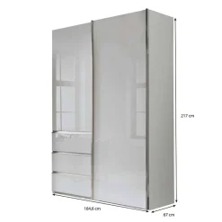 2-türiger Kleiderschrank in Weiß Glas - Heralisa