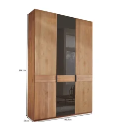 3-türiger Kleiderschrank in Erle teilmassiv - Hung