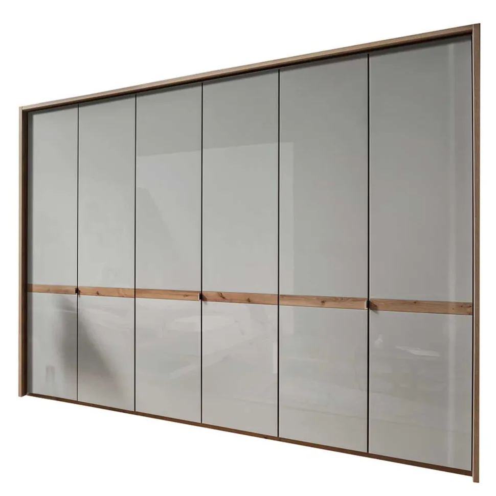 6-türiger Kleiderschrank in Beige Glas - Crascanu