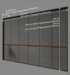 6-türiger Kleiderschrank in Beige Glas - Crascanu