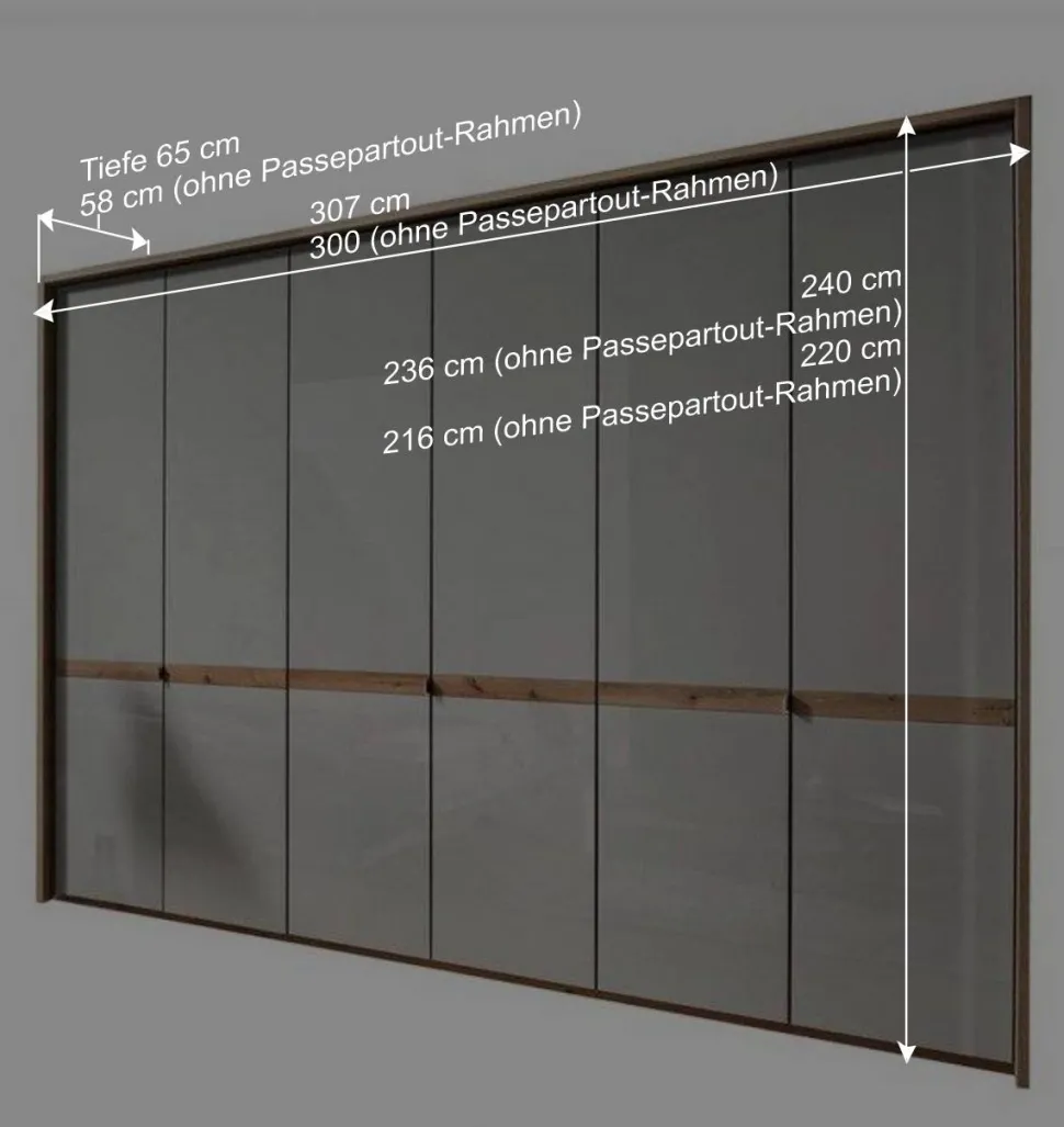 6-türiger Kleiderschrank in Beige Glas - Crascanu