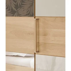 3-türiger Kleiderschrank in Eiche & Beige - Emdsiva