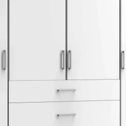 4-türiger Kleiderschrank mit drei Schubladen in Weiß - Cador