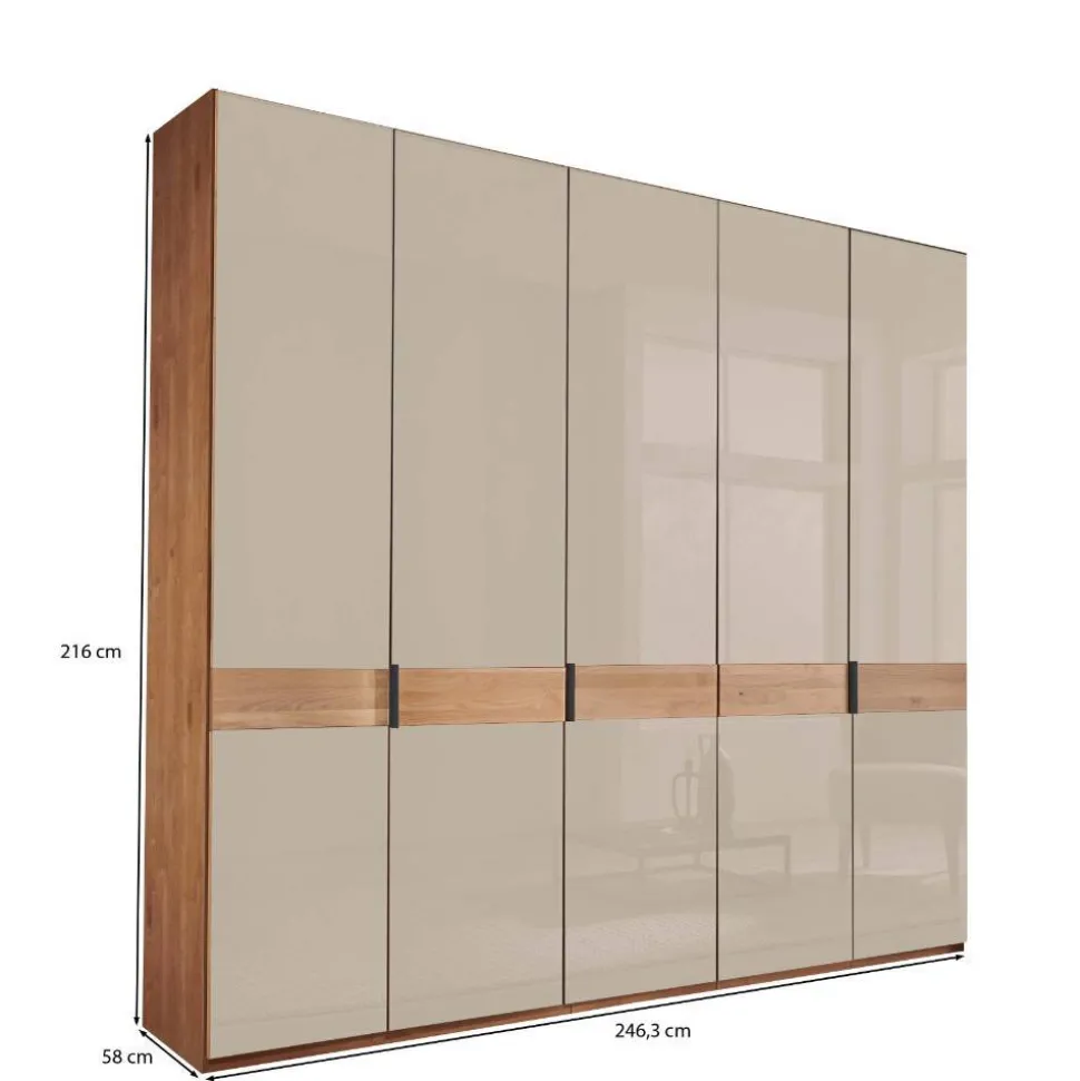 5-türiger Kleiderschrank mit Glasfront - Angelina